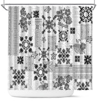 Hawaii Tapa Tribal Shower Curtain With Hawaiian Quilt Pattern Black LT9
