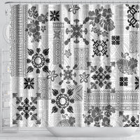 Hawaii Tapa Tribal Shower Curtain With Hawaiian Quilt Pattern Black LT9