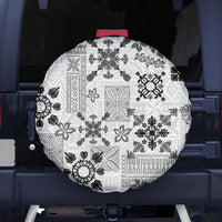 Hawaii Tapa Tribal Spare Tire Cover With Hawaiian Quilt Pattern Black - Wonder Print Shop