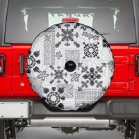 Hawaii Tapa Tribal Spare Tire Cover With Hawaiian Quilt Pattern Black - Wonder Print Shop