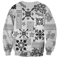 Hawaii Tapa Tribal Sweatshirt With Hawaiian Quilt Pattern Black - Wonder Print Shop