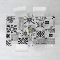 Hawaii Tapa Tribal Tablecloth With Hawaiian Quilt Pattern Black - Wonder Print Shop