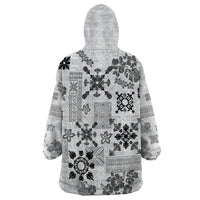 Hawaii Tapa Tribal Wearable Blanket Hoodie With Hawaiian Quilt Pattern Black - Wonder Print Shop