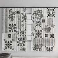 Hawaii Tapa Tribal Window Curtain With Hawaiian Quilt Pattern Black - Wonder Print Shop
