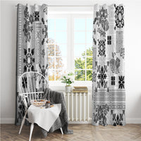 Hawaii Tapa Tribal Window Curtain With Hawaiian Quilt Pattern Black - Wonder Print Shop