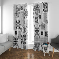 Hawaii Tapa Tribal Window Curtain With Hawaiian Quilt Pattern Black - Wonder Print Shop