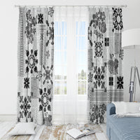 Hawaii Tapa Tribal Window Curtain With Hawaiian Quilt Pattern Black - Wonder Print Shop