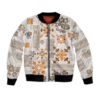 Hawaii Tapa Tribal Bomber Jacket With Hawaiian Quilt Pattern Gold LT9 - Wonder Print Shop