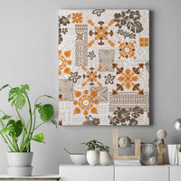 Hawaii Tapa Tribal Canvas Wall Art With Hawaiian Quilt Pattern Gold LT9 - Wonder Print Shop