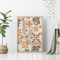 Hawaii Tapa Tribal Canvas Wall Art With Hawaiian Quilt Pattern Gold LT9 - Wonder Print Shop