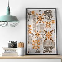 Hawaii Tapa Tribal Canvas Wall Art With Hawaiian Quilt Pattern Gold LT9 - Wonder Print Shop
