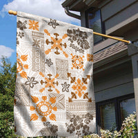 Hawaii Tapa Tribal Garden Flag With Hawaiian Quilt Pattern Gold - Wonder Print Shop