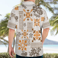 Hawaii Tapa Tribal Hawaiian Shirt With Hawaiian Quilt Pattern Gold - Wonder Print Shop