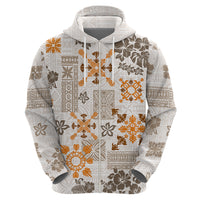 Hawaii Tapa Tribal Hoodie With Hawaiian Quilt Pattern Gold - Wonder Print Shop