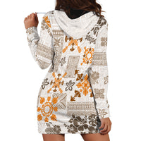 Hawaii Tapa Tribal Hoodie Dress With Hawaiian Quilt Pattern Gold - Wonder Print Shop
