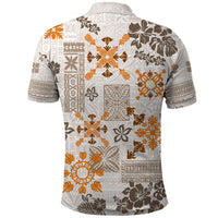 Hawaii Tapa Tribal Polo Shirt With Hawaiian Quilt Pattern Gold - Wonder Print Shop