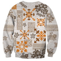 Hawaii Tapa Tribal Sweatshirt With Hawaiian Quilt Pattern Gold - Wonder Print Shop