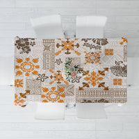Hawaii Tapa Tribal Tablecloth With Hawaiian Quilt Pattern Gold - Wonder Print Shop
