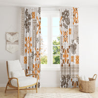 Hawaii Tapa Tribal Window Curtain With Hawaiian Quilt Pattern Gold - Wonder Print Shop