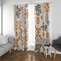 Hawaii Tapa Tribal Window Curtain With Hawaiian Quilt Pattern Gold - Wonder Print Shop