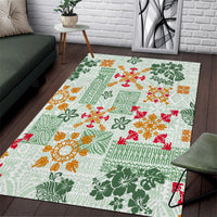 Hawaii Tapa Tribal Area Rug With Hawaiian Quilt Pattern Green LT9 - Wonder Print Shop