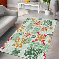 Hawaii Tapa Tribal Area Rug With Hawaiian Quilt Pattern Green LT9 - Wonder Print Shop