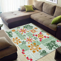 Hawaii Tapa Tribal Area Rug With Hawaiian Quilt Pattern Green LT9 - Wonder Print Shop
