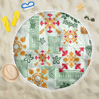 Hawaii Tapa Tribal Beach Blanket With Hawaiian Quilt Pattern Green LT9 - Wonder Print Shop
