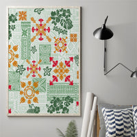 Hawaii Tapa Tribal Canvas Wall Art With Hawaiian Quilt Pattern Green LT9 - Wonder Print Shop