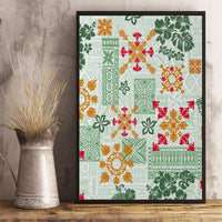 Hawaii Tapa Tribal Canvas Wall Art With Hawaiian Quilt Pattern Green LT9 - Wonder Print Shop