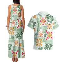 Hawaii Tapa Tribal Couples Matching Tank Maxi Dress and Hawaiian Shirt With Hawaiian Quilt Pattern Green LT9 - Wonder Print Shop