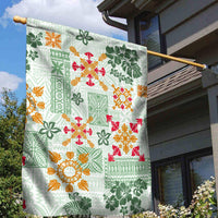 Hawaii Tapa Tribal Garden Flag With Hawaiian Quilt Pattern Green - Wonder Print Shop