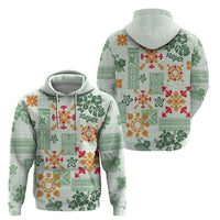 Hawaii Tapa Tribal Hoodie With Hawaiian Quilt Pattern Green - Wonder Print Shop