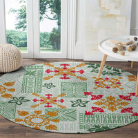 hawaii-tapa-tribal-round-carpet-with-hawaiian-quilt-pattern-green
