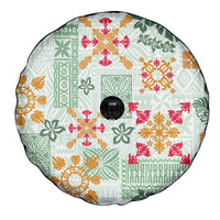 Hawaii Tapa Tribal Spare Tire Cover With Hawaiian Quilt Pattern Green - Wonder Print Shop