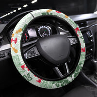 Hawaii Tapa Tribal Steering Wheel Cover With Hawaiian Quilt Pattern Green - Wonder Print Shop