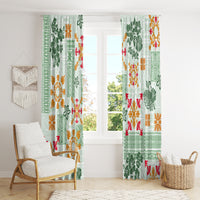 Hawaii Tapa Tribal Window Curtain With Hawaiian Quilt Pattern Green - Wonder Print Shop