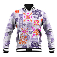 Hawaii Tapa Tribal Baseball Jacket With Hawaiian Quilt Pattern Violet LT9 - Wonder Print Shop