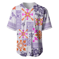 Hawaii Tapa Tribal Baseball Jersey With Hawaiian Quilt Pattern Violet LT9 - Wonder Print Shop