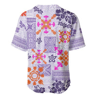 Hawaii Tapa Tribal Baseball Jersey With Hawaiian Quilt Pattern Violet LT9 - Wonder Print Shop