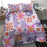 Hawaii Tapa Tribal Bedding Set With Hawaiian Quilt Pattern Violet LT9 - Wonder Print Shop