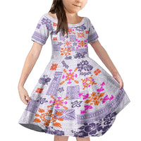 Hawaii Tapa Tribal Family Matching Mermaid Dress and Hawaiian Shirt With Hawaiian Quilt Pattern Violet LT9 - Wonder Print Shop