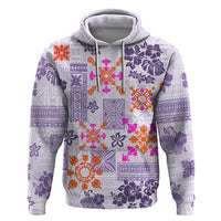 Hawaii Tapa Tribal Hoodie With Hawaiian Quilt Pattern Violet - Wonder Print Shop