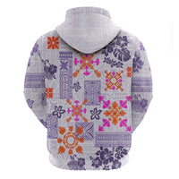 Hawaii Tapa Tribal Hoodie With Hawaiian Quilt Pattern Violet - Wonder Print Shop