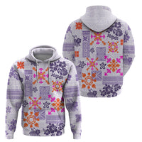 Hawaii Tapa Tribal Hoodie With Hawaiian Quilt Pattern Violet - Wonder Print Shop
