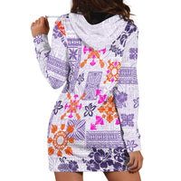Hawaii Tapa Tribal Hoodie Dress With Hawaiian Quilt Pattern Violet - Wonder Print Shop