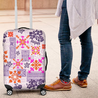 Hawaii Tapa Tribal Luggage Cover With Hawaiian Quilt Pattern Violet - Wonder Print Shop
