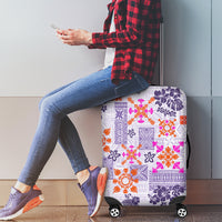 Hawaii Tapa Tribal Luggage Cover With Hawaiian Quilt Pattern Violet - Wonder Print Shop