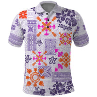 Hawaii Tapa Tribal Polo Shirt With Hawaiian Quilt Pattern Violet - Wonder Print Shop