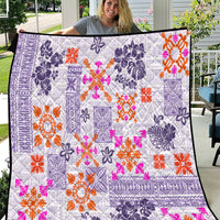 Hawaii Tapa Tribal Quilt With Hawaiian Quilt Pattern Violet - Wonder Print Shop